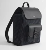 Saddle Backpack with Flap Black Dior Oblique Jacquard and Black Grained Calfskin - 图片 5