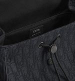 Saddle Backpack with Flap Black Dior Oblique Jacquard and Black Grained Calfskin - 图片 6