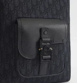 Saddle Backpack with Flap Black Dior Oblique Jacquard and Black Grained Calfskin - 图片 8