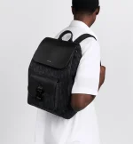 Saddle Backpack with Flap Black Dior Oblique Jacquard and Black Grained Calfskin - 图片 2