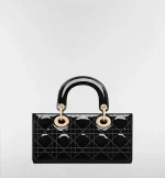 Small Lady D-Joy Bag Black Patent Cannage Calfskin - 图片 5