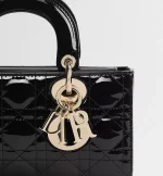 Small Lady D-Joy Bag Black Patent Cannage Calfskin - 图片 6