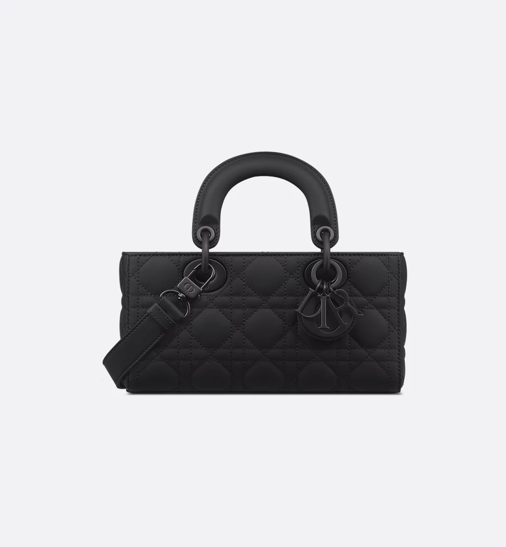 M0613SLOIM900_E01 Small Lady D-Joy Bag Black Ultramatte Cannage Calfskin - 图片 1