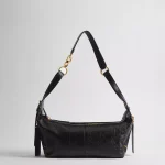 Small D-Journey Bag in Crinkled Calfskin Black Flat Macrocannage
