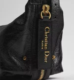 Small D-Journey Bag in Crinkled Calfskin Black Flat Macrocannage - 图片 4