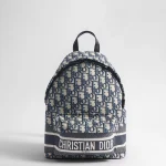 Small DiorTravel Backpack Blue Dior Oblique Technical Fabric