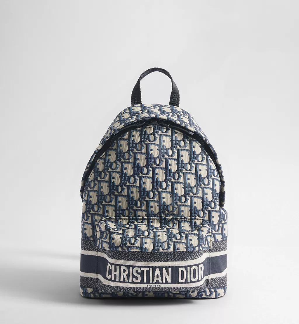 M6108SDGIM928_SBG_E01-2 Small DiorTravel Backpack Blue Dior Oblique Technical Fabric - 图片 1